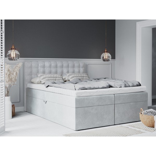Světle šedá boxspring postel s úložným prostorem 160x200 cm Jade – Mazzini Beds-image-4