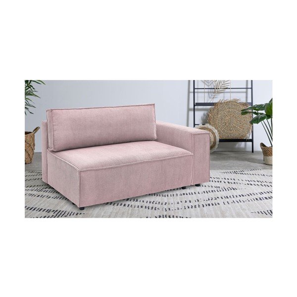 Světle růžový manšestrový modul pohovky, pravý roh Nihad modular – Bobochic Paris-image-1