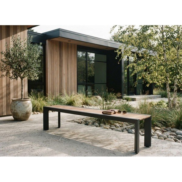 Tmavě šedo-hnědá kovová zahradní lavice Silea – Garden Pleasure-image-1