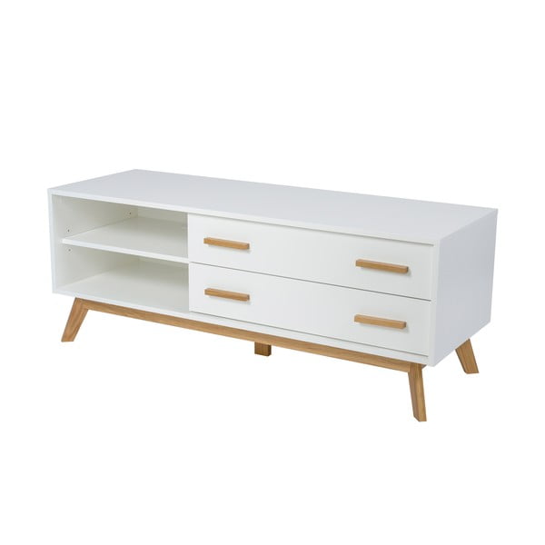 Bílý TV stolek 130x50 cm Kensal – Woodman-image-1