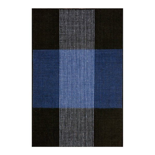 Modro-černý ručně tkaný vlněný koberec Linie Design Bologna, 90 x 160 cm