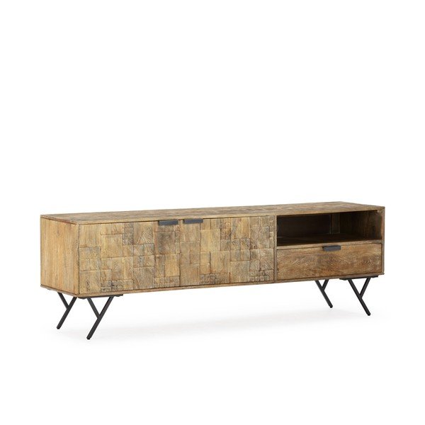 TV stolek z mangového dřeva v přírodní barvě 175x55x40 cm Priya – MOME