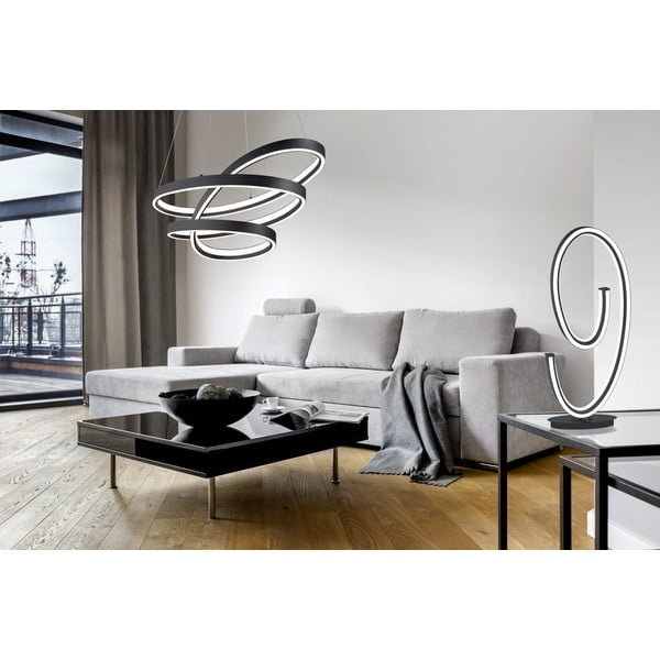 Černé LED závěsné svítidlo s hlasovým ovládáním/s ovládáním pomocí mobilní aplikace s kovovým stínidlem Ciola – CINQUE-image-1