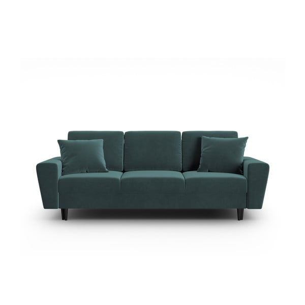 Sametová rozkládací/s úložným prostorem pohovka v petrolejové barvě 235 cm Kyoto – Cosmopolitan Design