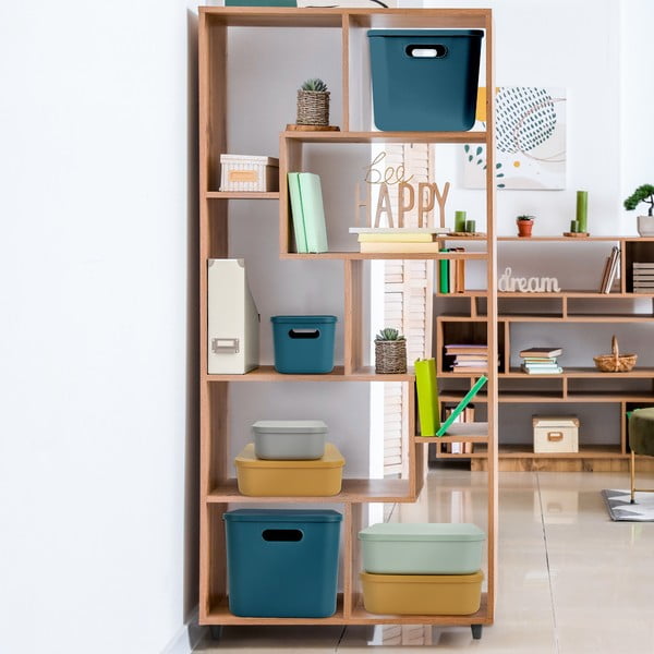 Světle zelený plastový úložný box s víkem 35,5x25,5x23 cm – Homéa-image-1