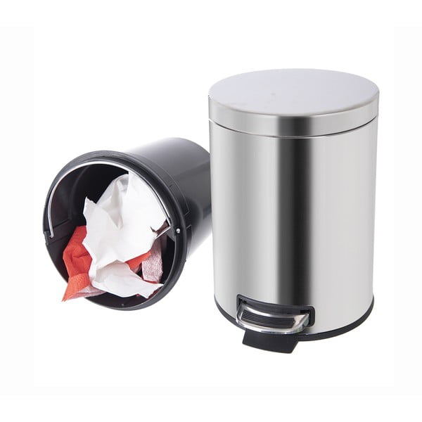Nášlapný odpadkový koš z nerezové oceli v leskle stříbrné barvě 3 l – Orion-image-1