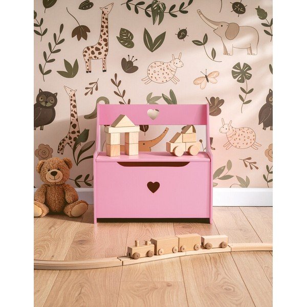 Růžová dětská skříňka s lavicí 60x62x34 cm Pink Heart – Premier Housewares-image-1