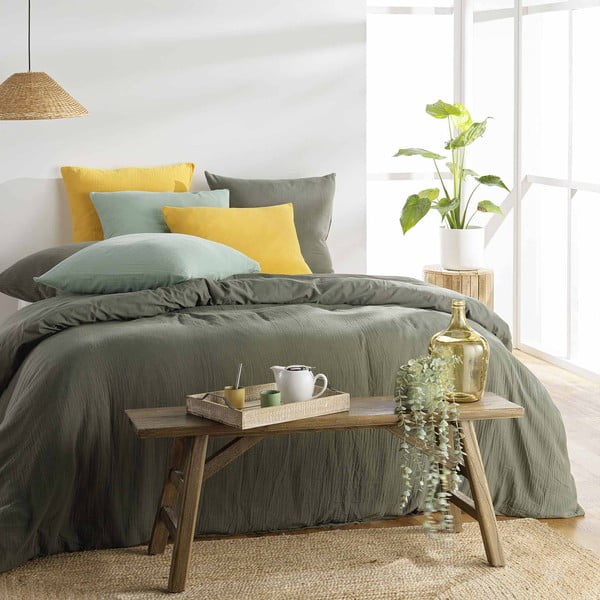 Khaki mušelínové povlečení na jednolůžko 140x200 cm Angelia – douceur d'intérieur-image-2