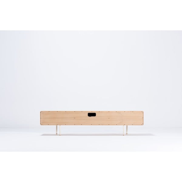 TV stolek z dubového dřeva v bílo-přírodní barvě 200x48 cm Fina – Gazzda-image-3