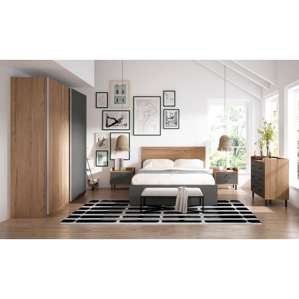 Černá dvoulůžková postel s úložným prostorem a roštem 160x200 cm Malta - Marckeric-image-4