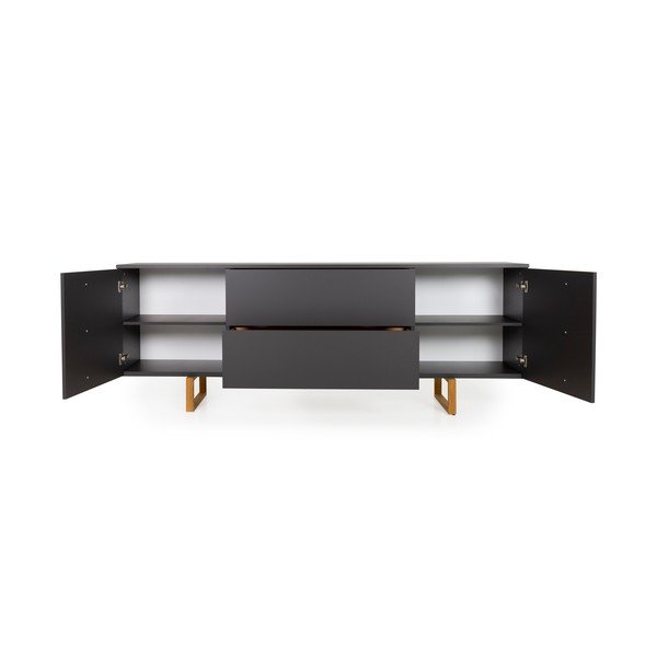 Antracitově šedá komoda s nohami z dubového dřeva Tenzo Birka, 216 x 78 cm-image-3