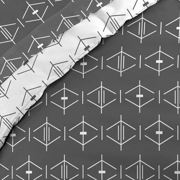 Bílý/tmavě šedý bavlněný povlak na peřinu na dvoulůžko/prodloužený 240x220 cm Aristide – douceur d'intérieur-image-3