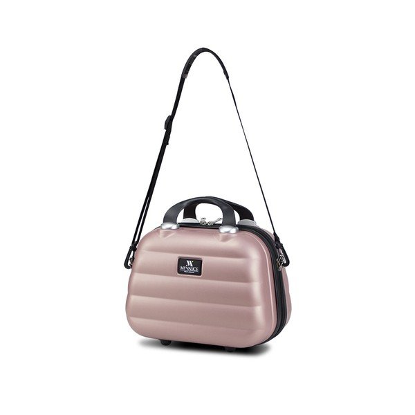 Sada růžového cestovního kufru na kolečkách s USB portem a příručního kufříku My Valice RESSNO MU & M-image-4