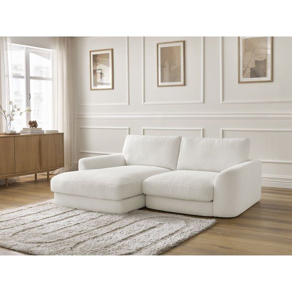 Bílá rohová pohovka z textilie bouclé (levý roh/s lenoškou) Leonore – Bobochic Paris-image-4