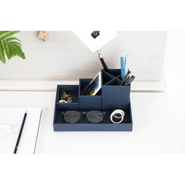 Tmavě modrý 4dílný stolní organizér Bigso Box of Sweden Lena-image-1