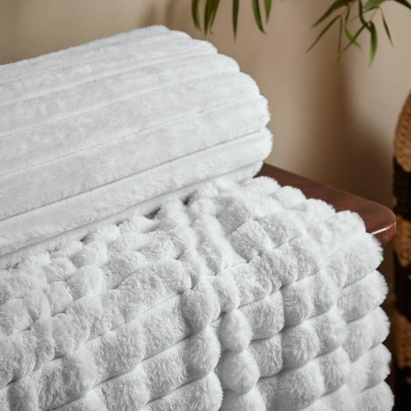 Bílá deka z mikroplyše 130x170 cm Cosy Ribbed – Catherine Lansfield-image-2