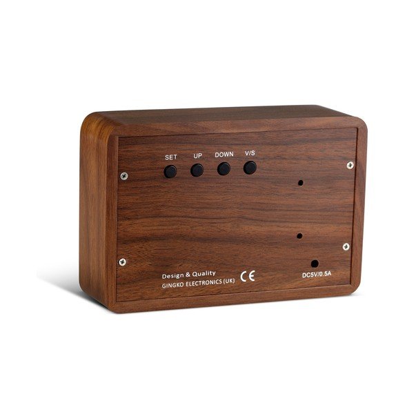 Tmavě hnědý budík se zeleným LED displejem Gingko Brick Click Clock-image-4