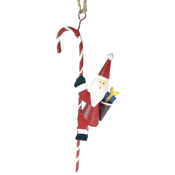 Závěsná vánoční dekorace Santa Hanging on Candycane - G-Bork