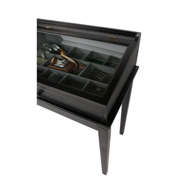 Černý dřevěný stolek s vitrínou BePureHome-image-4