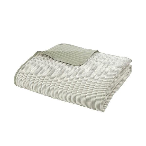 Zelený prošívaný přehoz 220x230 cm Stripe – Catherine Lansfield