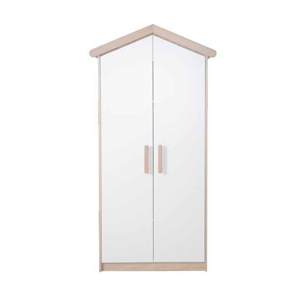Dětská šatní skříň v bílé a přírodní barvě v dekoru dubu 96x190x50 cm Cabane – Roba