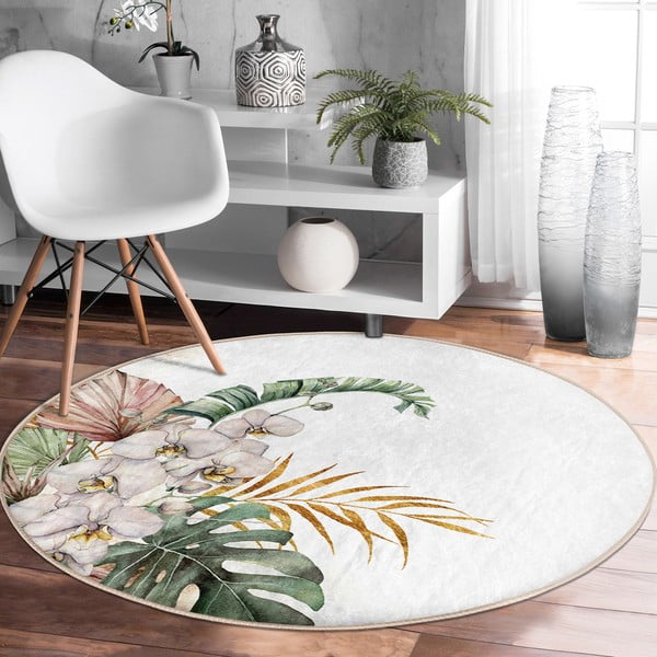 Krémový pratelný kulatý koberec vhodný pro robotické vysavače ø 100 cm Comfort – Mila Home-image-3