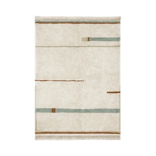 Modro-krémový pratelný ručně tkaný bavlněný koberec 200x300 cm Lanes Vintage Blue – Lorena Canals