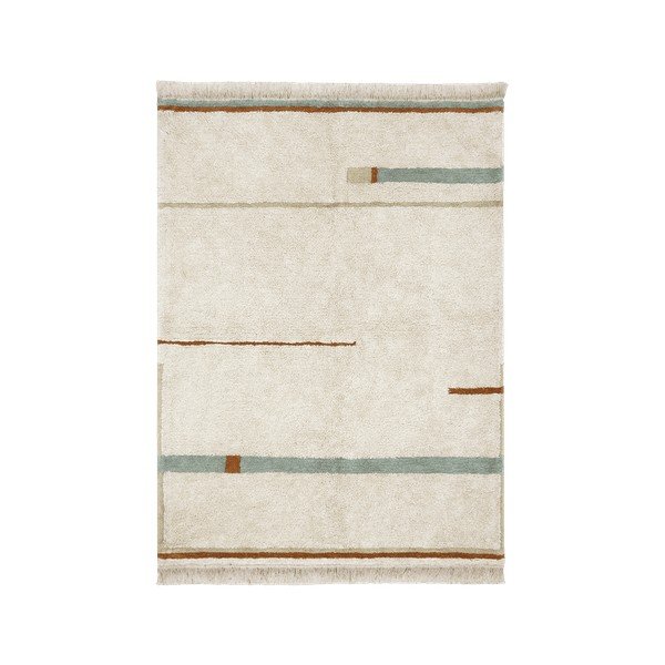 Modro-krémový pratelný ručně tkaný bavlněný koberec 200x300 cm Lanes Vintage Blue – Lorena Canals