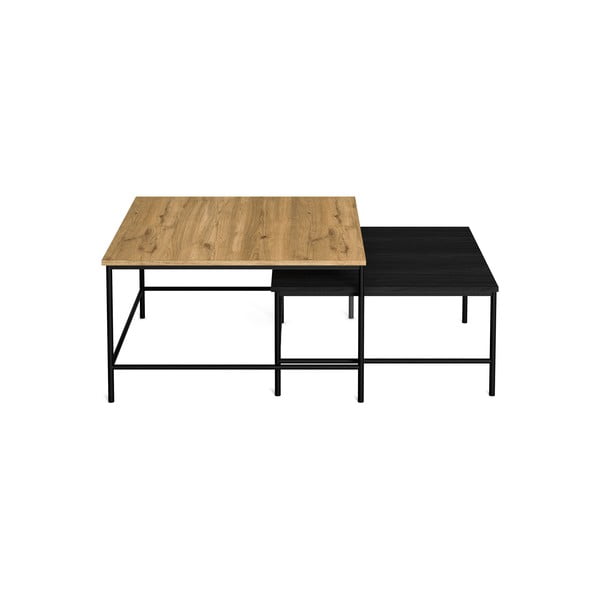 Černé/přírodní konferenční stolky s deskou v dubovém dekoru v sadě 2 ks 80x80 cm Fiorenza – Marckeric-image-2