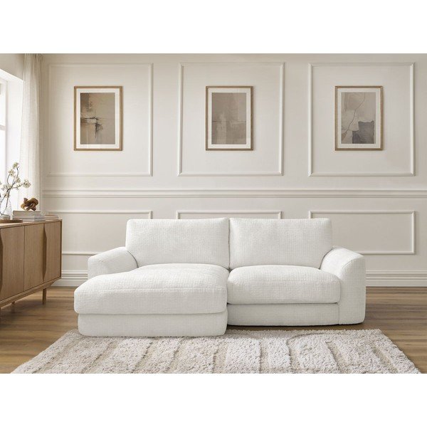 Bílá žinylková rohová pohovka (levý roh/s lenoškou) Leonore – Bobochic Paris-image-1