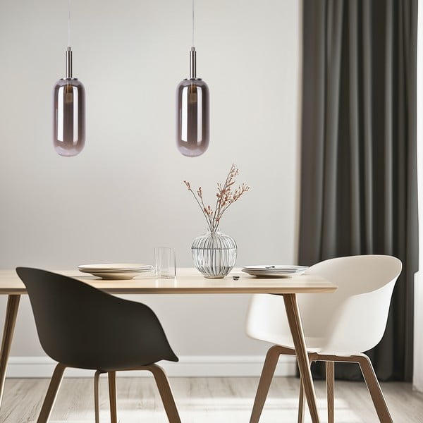 Antracitové LED závěsné svítidlo se skleněným stínidlem ø 13 cm Fiuggi – Candellux Lighting-image-4