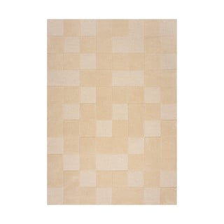 Béžový vlněný koberec 170x120 cm Checkerboard - Flair Rugs