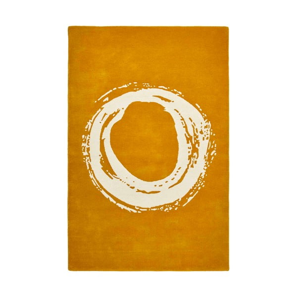 Hořčicově žlutý vlněný koberec Think Rugs Elements Circle, 120 x 170 cm