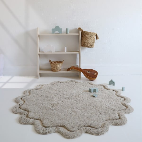 Béžový pratelný ručně tkaný bavlněný kulatý koberec ø 110 cm Sweet April Lin – Nattiot-image-3