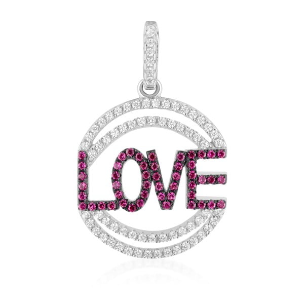Stříbrný přívěsek s růžovými a bílými zirkony Swarovski Elements Crystals Love Heart