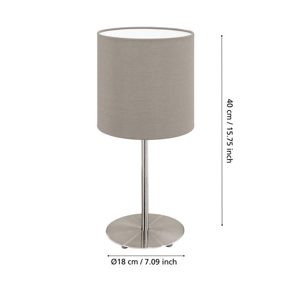 Stolní lampa v šedé a stříbrné barvě s textilním stínidlem (výška 40 cm) PASTERI – EGLO-image-2