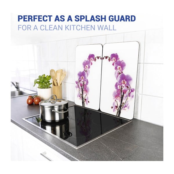 Sada 2 skleněných krytů na sporák Wenko Orchid, 52 x 30 cm-image-2