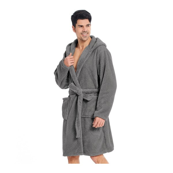 Šedý unisex župan z mikrovlákna DecoKing Sleepyhead, velikost M-image-1