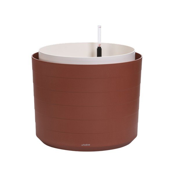 Hnědočervený samozavlažovací květináč Plastia Berberis, ø 55 cm