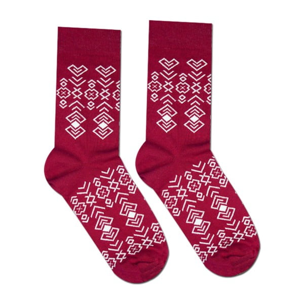 Červené bavlněné ponožky HestySocks Geometry, vel. 35-38