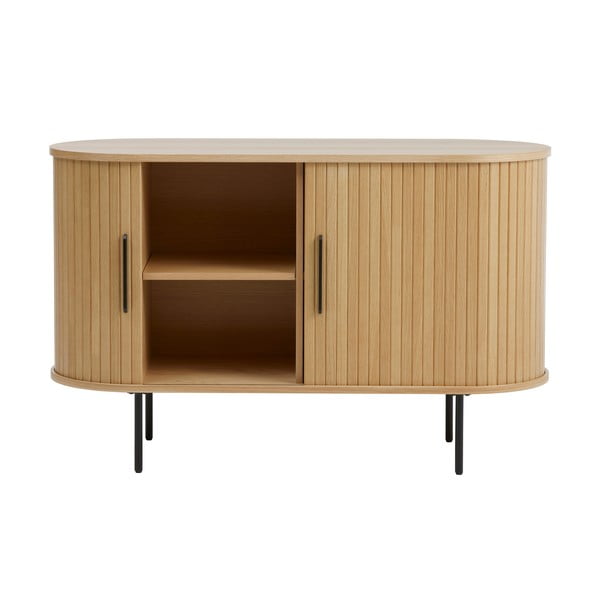 Komoda v dekoru dubu s posuvnými dveřmi v přírodní barvě 120x76x45 cm Nola – Unique Furniture-image-2