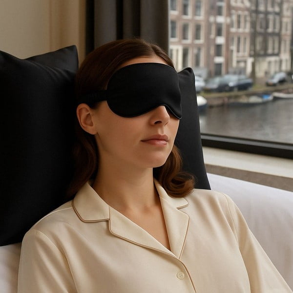 Černá hedvábná maska na spaní Mulberry Silk – Mila Home Luxury-image-1