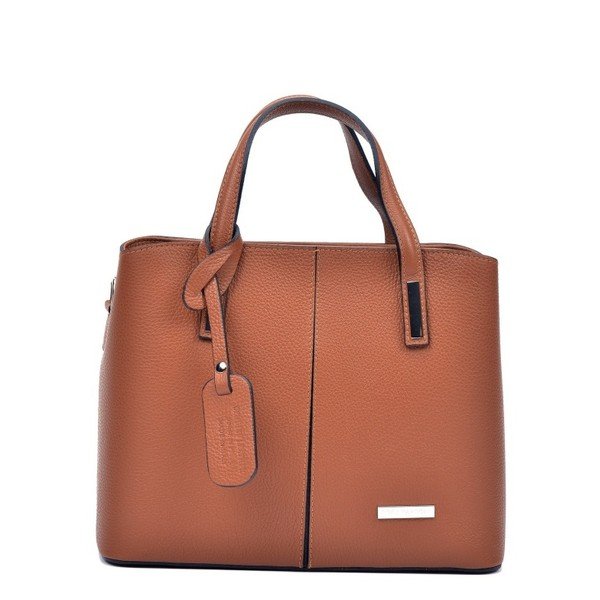 Koňakově hnědá kožená kabelka Sofia Cardoni Marcella