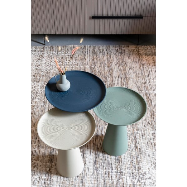 Modrý hliníkový odkládací stolek White Label Ringar, ø 34,5 cm-image-1