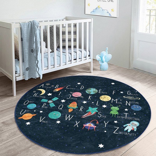 Tmavě modrý dětský koberec ø 100 cm Comfort – Mila Home-image-1