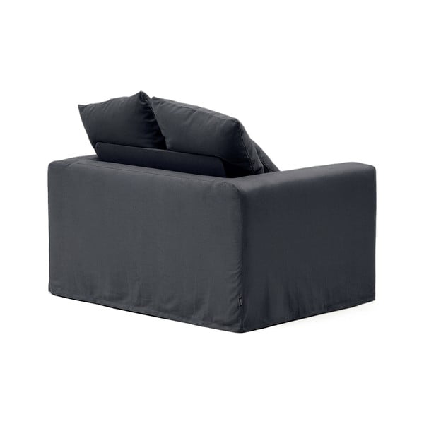 Antracitové lněné křeslo Nora – Kave Home-image-3