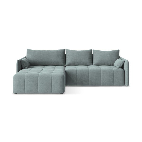 Modrá rozkládací/s úložným prostorem rohová pohovka (levý roh/s lenoškou) Moku – Makamii