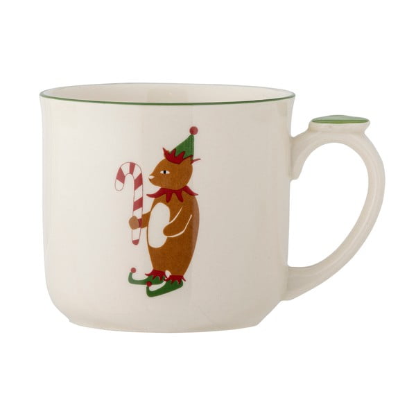 Krémový hrnek s vánočním motivem se sítkem z kameniny 300 ml Valentin – Bloomingville-image-3