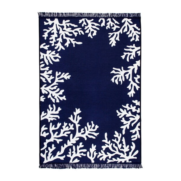 Modro-bílý oboustranný koberec Coral, 140 x 215 cm