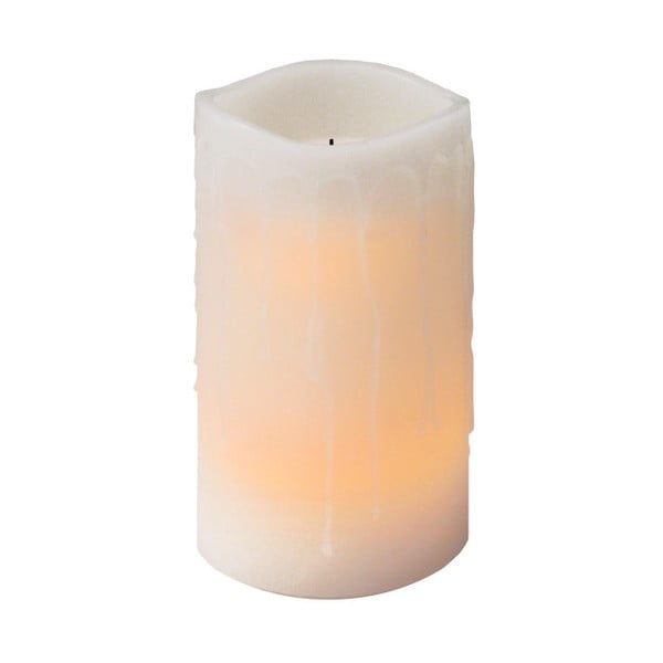 Bílá LED svíčka s kapkami Best Season, 15 cm